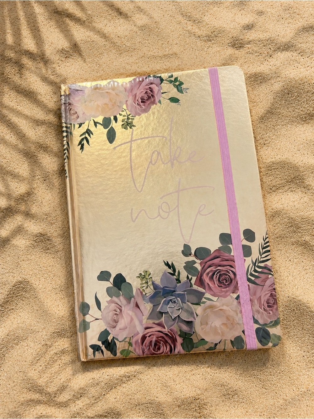 Floral Gold 'Take Note' Hardcover Notebook, NEW